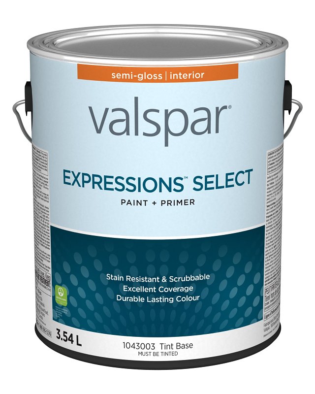 Expressions Select 029.1043003.007 Interior Paint and Primer, Semi-Gloss, Tint Base, 1 gal, 37 sq-m Coverage Area