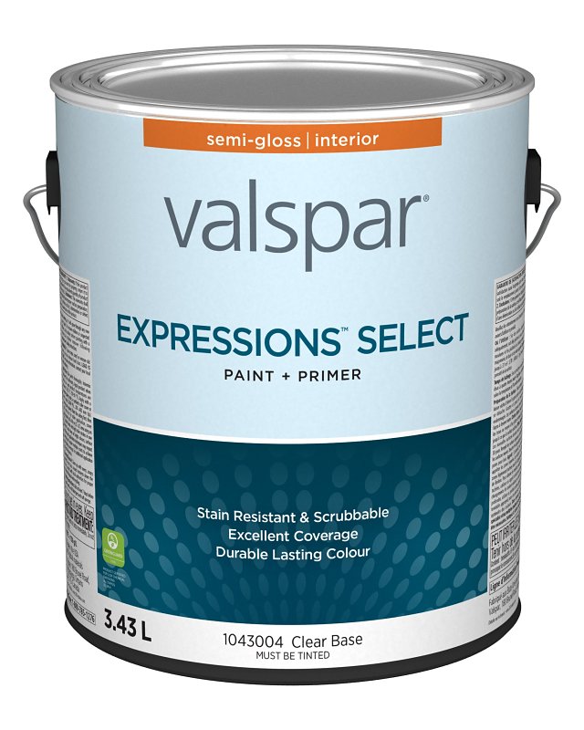 Expressions Select 029.1043004.007 Interior Paint and Primer, Semi-Gloss, Clear, 1 gal, 37 sq-m Coverage Area