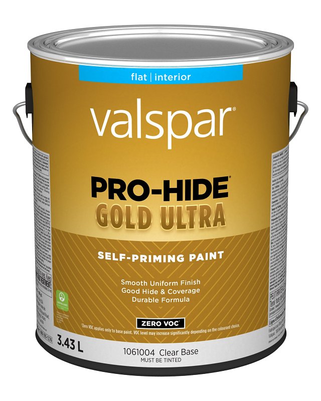 Pro-Hide Gold Ultra 029.1061004.007 Interior Self-Priming Paint, Flat, Clear, 1 gal, 37 sq-m Coverage Area