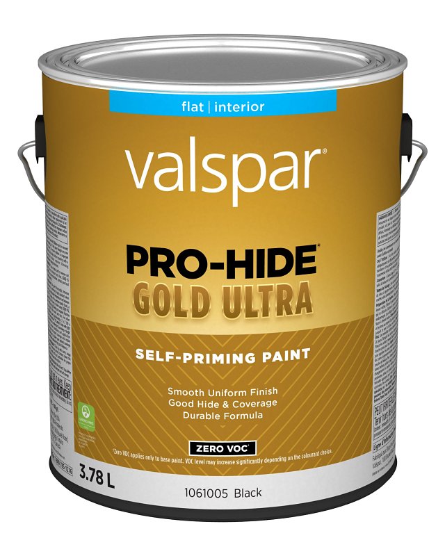 Pro-Hide Gold Ultra 029.1061005.007 Interior Self-Priming Paint, Flat, Black, 1 gal, 37 sq-m Coverage Area