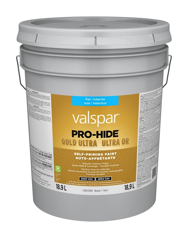 Pro-Hide Gold Ultra 029.1061005.008 Interior Self-Priming Paint, Flat, Black, 5 gal, 37 sq-m Coverage Area