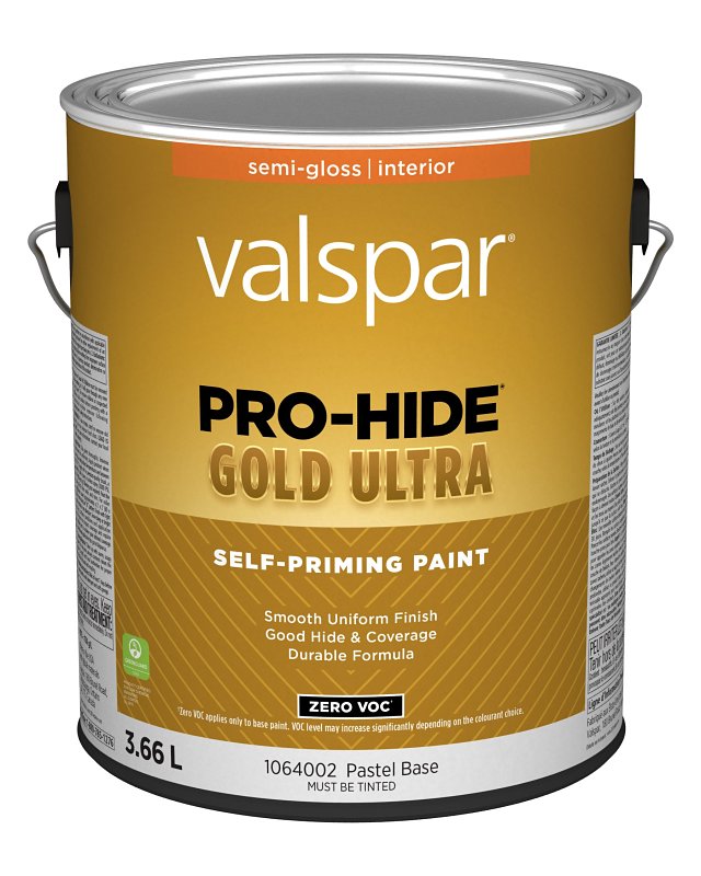 Pro-Hide Gold Ultra 029.1064002.007 Interior Self-Priming Paint, Semi-Gloss, Pastel, 1 gal, 37 sq-m Coverage Area
