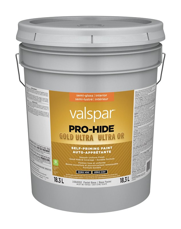 Pro-Hide Gold Ultra 029.1064002.008 Interior Self-Priming Paint, Semi-Gloss, Pastel, 5 gal, 37 sq-m Coverage Area