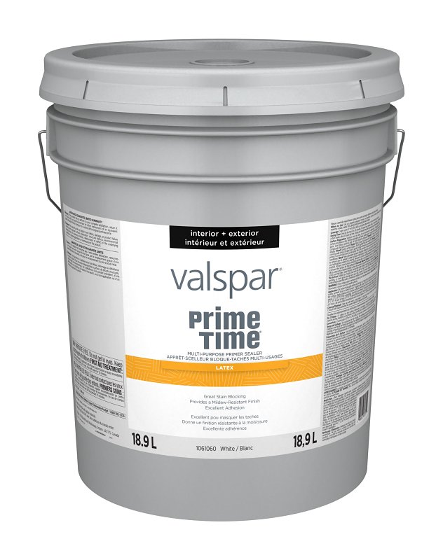 Valspar Prime Time 029.1061060.008 Interior/Exterior Multi-Purpose Primer Sealer, White, 5 gal