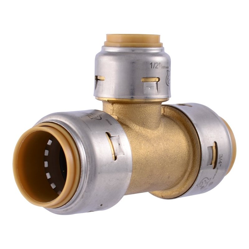 TEE BRASS PTC 3/4X3/4X1/2IN