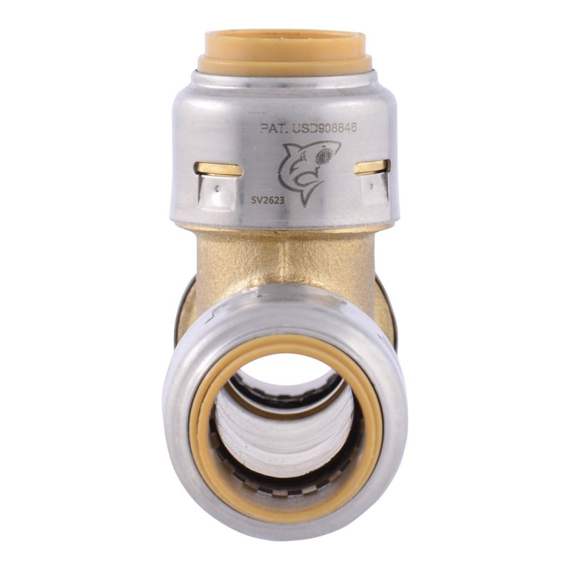 SharkBite Max UR3362CA Tee, 1/2 in, Push Slip, Brass, 250 psi Pressure