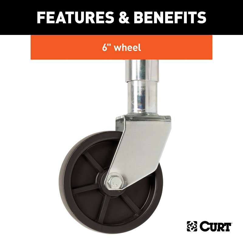 Curt 25003 Marine Jack with 6 in Wheel, 1000 lb Lifting, 23-1/4 in Max Lift H