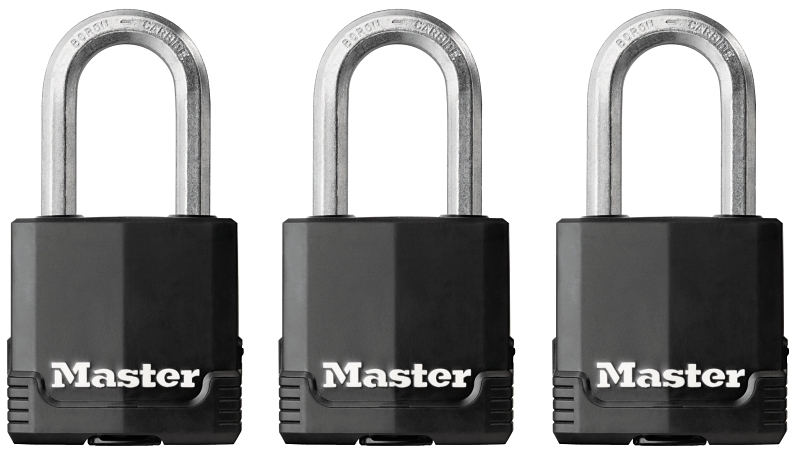 Master Lock Magnum Series M115BLCTRILFHC Padlock, 1-7/8 in W Body, Key No: M115BLCLF, Alike Key, 5/16 in Dia Shackle