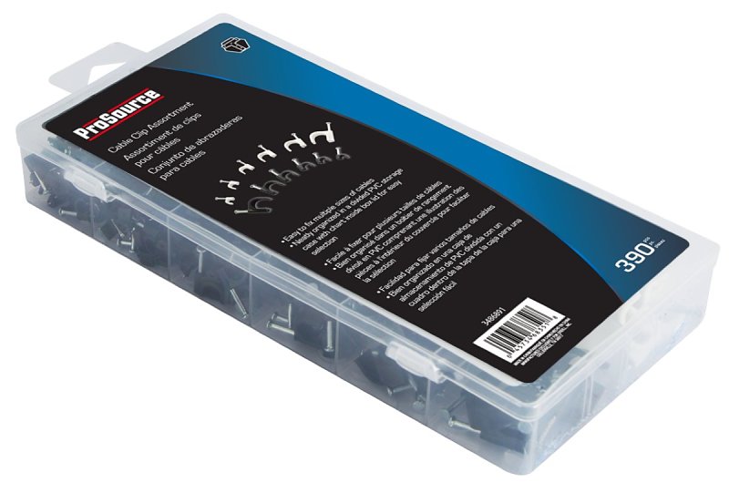 ProSource 60280 Cable Clip Assortment, Polyethylene/Steel, Black/White