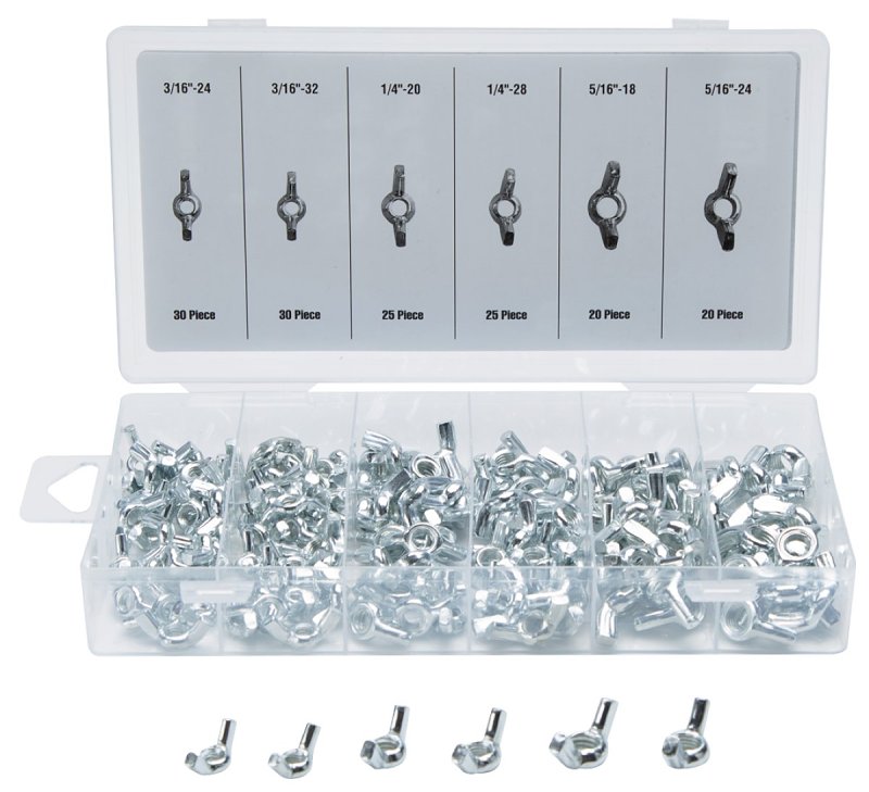 ProSource 91129 Wing Nut Assortment, Steel, Zinc Plated, 150-Piece