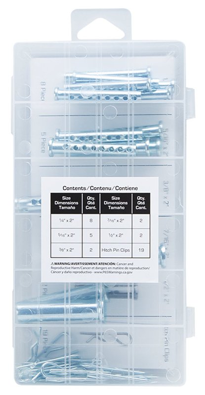 ProSource 91149 Universal Clevis Pin Assortment, 2 in OAL, Steel, Zinc Plated