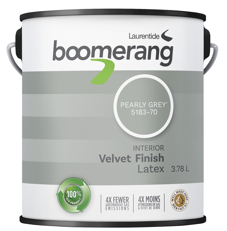Boomerang 5183 Series 5183-70L19 Interior Paint, Velvet, Pearly Gray, 3.78 L, 40 sq-m Coverage Area