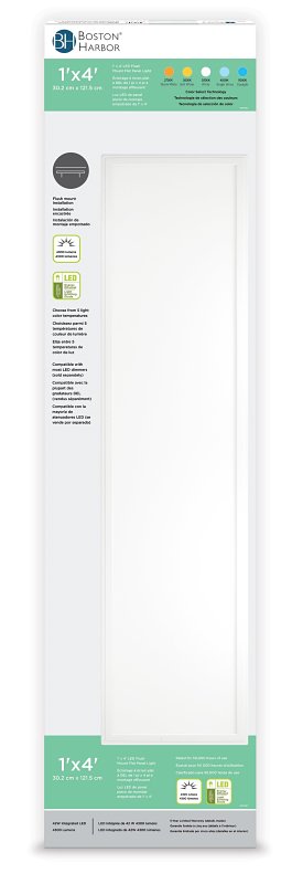 Boston Harbor O-FP-14W Panel Light, 120 V, 42 W, LED Lamp, 4300, 2700K, 3000K, 3500K, 4000K, 5000K Color Temp