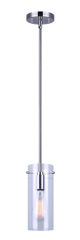 Canarm JONI IPL759A01BN Pendant Light, 120 V, 100 W, 1-Lamp, Type A Lamp, Metal Fixture, Silver Fixture