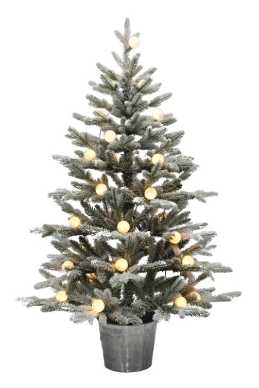Santas Forest 33905 Snowy Spruce Potted Tree w/Light, 4 ft H, G40 Bulb, Multi/Clear Light