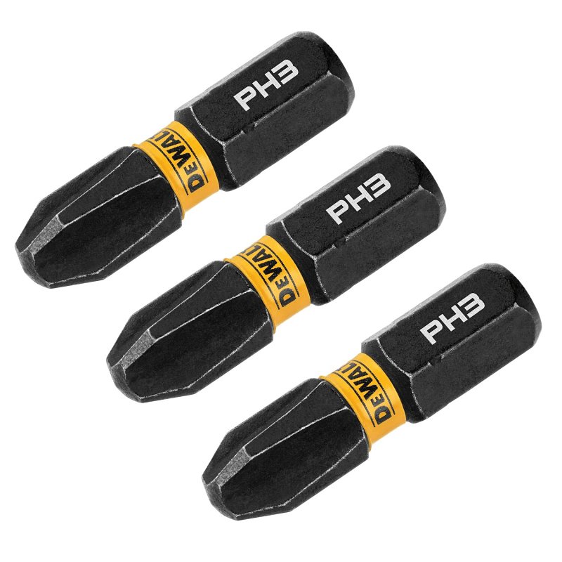 DEWALT FlexTorq DWAF1PH3IR3 Impact Screwdriver Bit, #3 Drive, Phillips Drive, 1/4 in Shank, Hex Shank, 1 in L, Steel