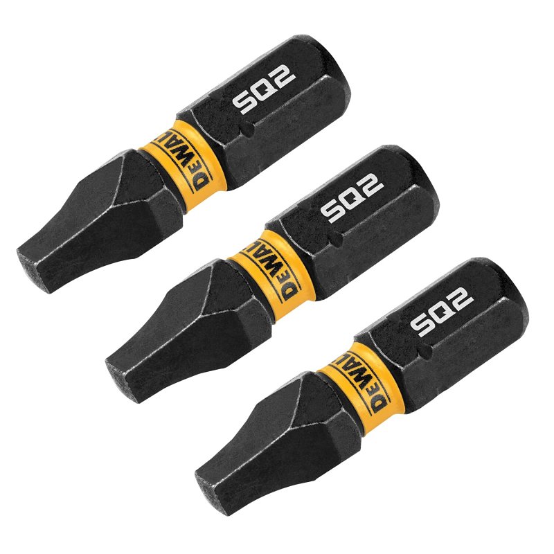 DEWALT FlexTorq DWAF1SQ2IR3 Impact Screwdriver Bit, #2 Drive, Square Drive, 1/4 in Shank, Hex Shank, 1 in L, Steel