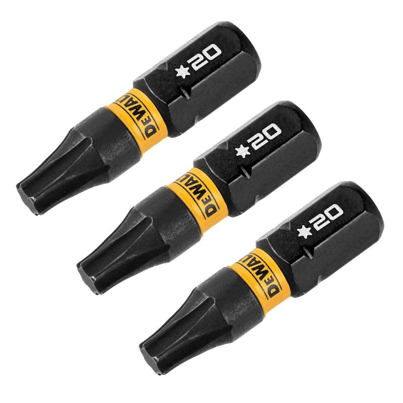 DEWALT FlexTorq DWAF1TX20IR3 Screwdriver Bit, T20 Drive, Torx Drive, 1/4 in Shank, Hex Shank, 1 in L, Steel