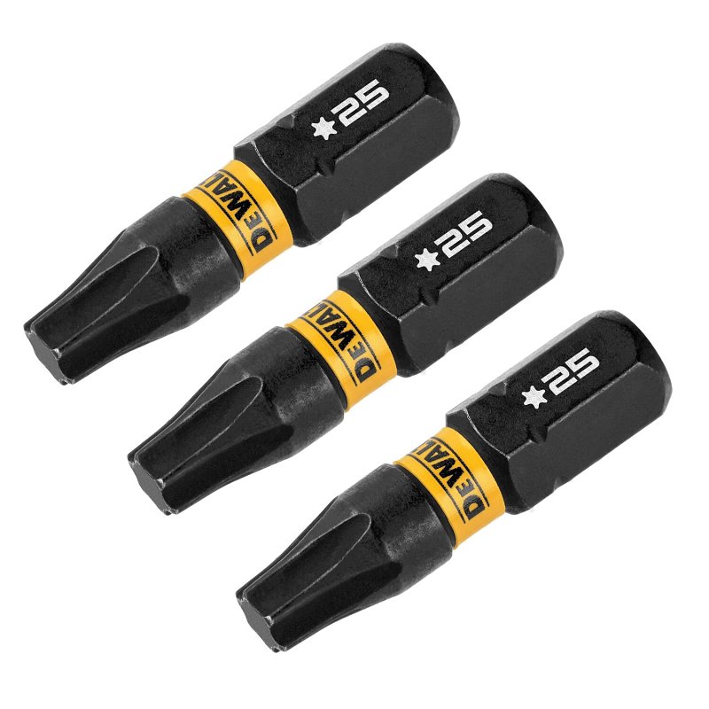 DEWALT FlexTorq DWAF1TX25IR3 Screwdriver Bit, T25 Drive, Torx Drive, 1/4 in Shank, Hex Shank, 1 in L, Steel