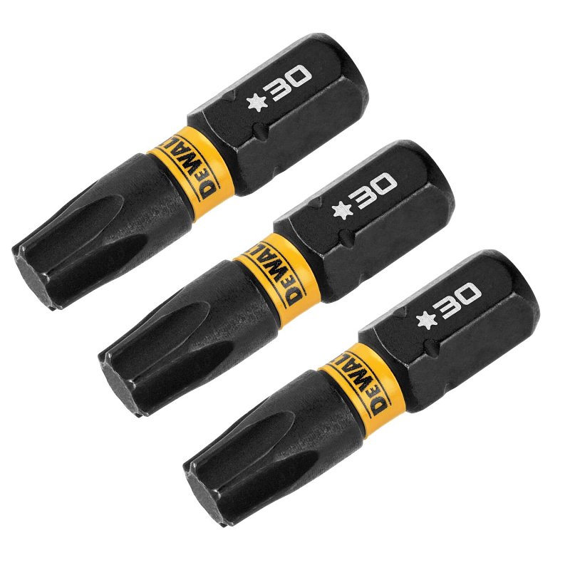 DEWALT FlexTorq DWAF1TX30IR3 Screwdriver Bit, T30 Drive, Torx Drive, 1/4 in Shank, Hex Shank, 1 in L, Steel
