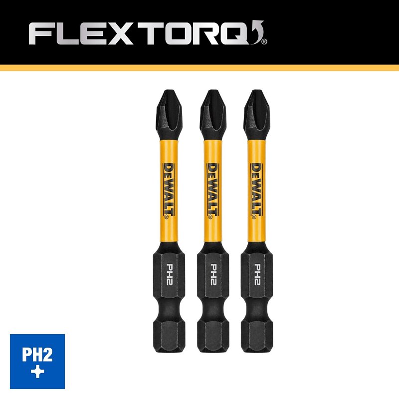 DEWALT FlexTorq DWAF2PH2IR3 Impact Screwdriver Bit, #2 Drive, Phillips Drive, 1/4 in Shank, Hex Shank, 2-1/4 in L, Steel