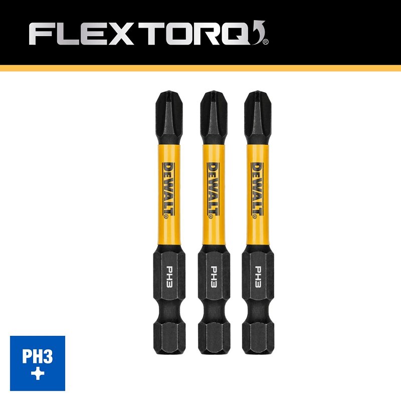 DEWALT FlexTorq DWAF2PH3IR3 Impact Screwdriver Bit, #3 Drive, Phillips Drive, 1/4 in Shank, Hex Shank, 2-1/4 in L, Steel