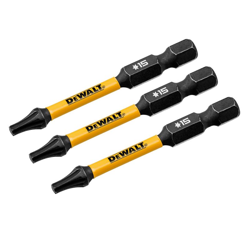 DEWALT FlexTorq DWAF2TX15IR3 Impact Screwdriver Bit, T15 Drive, Torx Drive, 1/4 in Shank, Hex Shank, 2-1/4 in L, Steel