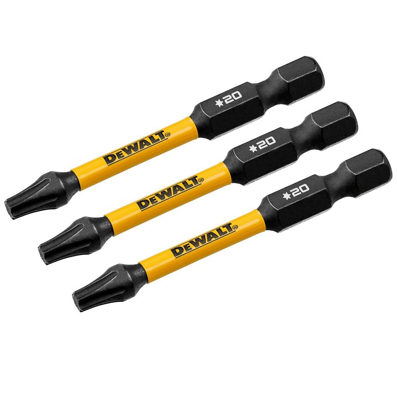 DEWALT FlexTorq DWAF2TX20IR3 Impact Screwdriver Bit, T20 Drive, Torx Drive, 1/4 in Shank, Hex Shank, 2-1/4 in L, Steel