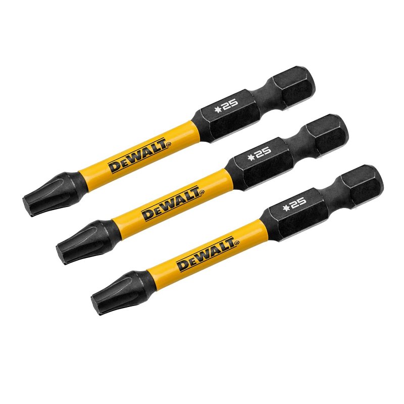 DEWALT FlexTorq DWAF2TX25IR3 Impact Screwdriver Bit, T25 Drive, Torx Drive, 1/4 in Shank, Hex Shank, 2-1/4 in L, Steel