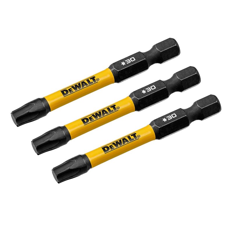 DEWALT FlexTorq DWAF2TX30IR3 Impact Screwdriver Bit, T30 Drive, Torx Drive, 1/4 in Shank, Hex Shank, 2-1/4 in L, Steel