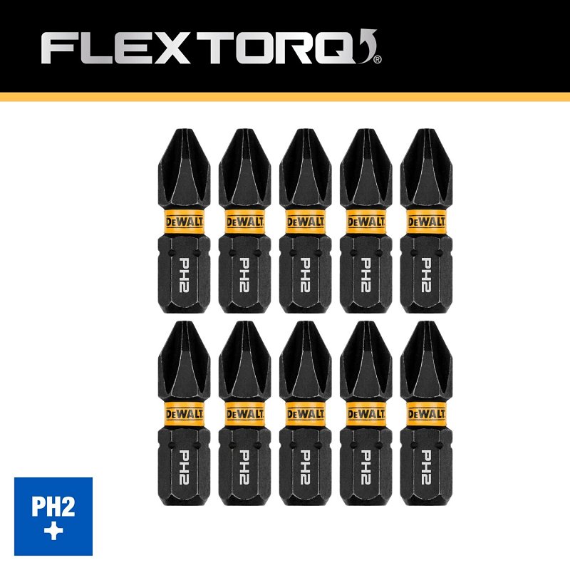 DEWALT DWAF1PH2IR10 Impact Driver Bit, #2 Drive, Phillips Drive, 1/4 in Shank, Hex Shank, 1 in L, Steel