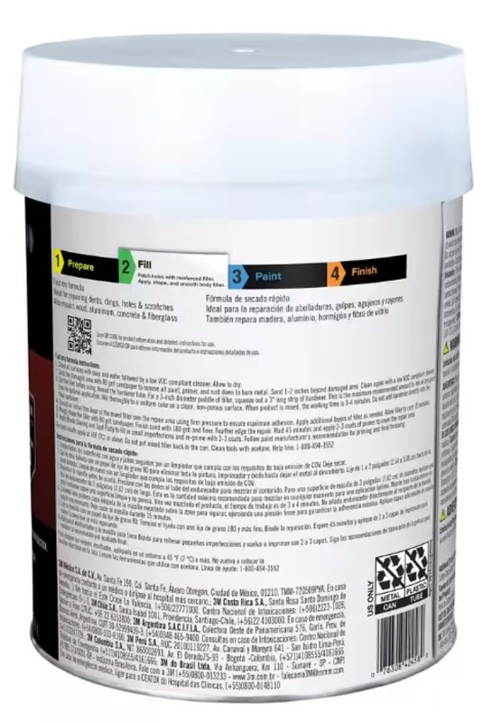 Bondo FD-GAL-ES Fast Dry Filler, Solid, Red, 6.31 lb