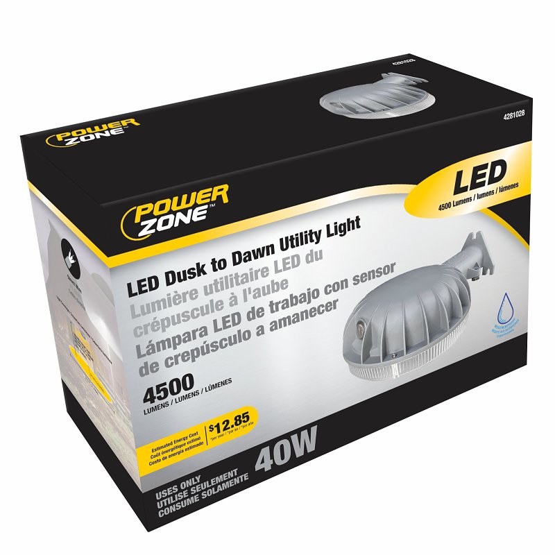 PowerZone O-BL-L4000DX Utility Light, 60 A, 110-240 V, 40 W, 4000 Lumens, 4000 Color Temp, Aluminum Alloy Fixture