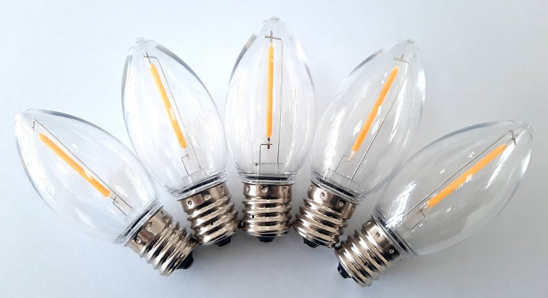 Santas Forest 26988 LED Filament Retro Replacement Bulb, Transparent, C9, Clear