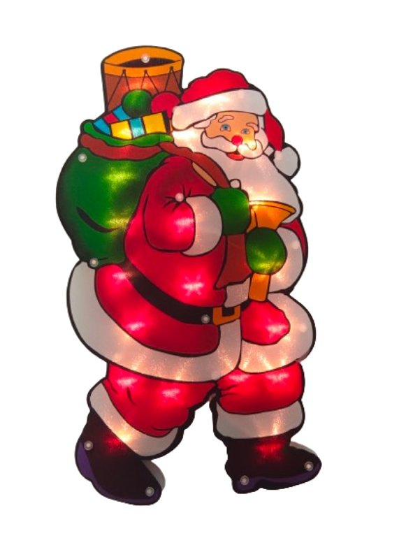 Santas Forest 60973 Santa, 10 in W, Plastic, Colorful, Mini Bulb, Internal Light