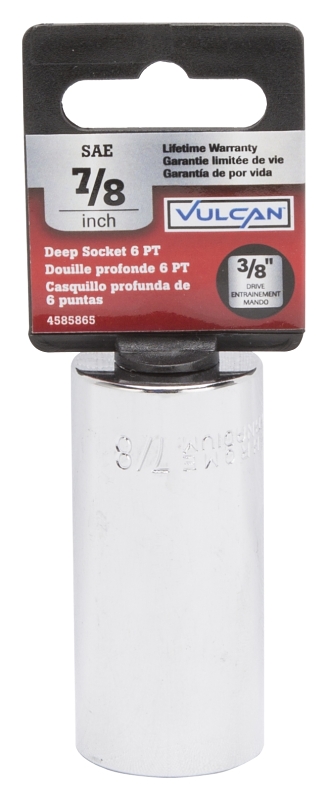 Vulcan MT6496484 Drive Socket, 7/8 in Socket, 3/8 in Drive, 6-Point, Chrome Vanadium Steel, Chrome