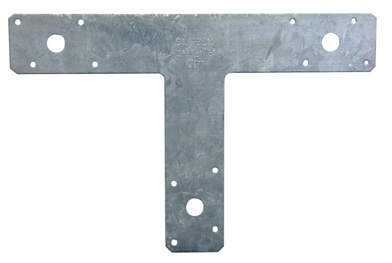 Simpson Strong-Tie T Series 128T T-Shaped Strap, Silver, 12 in L, 2 in W, Steel, Galvanized, Fastening Method: Nail