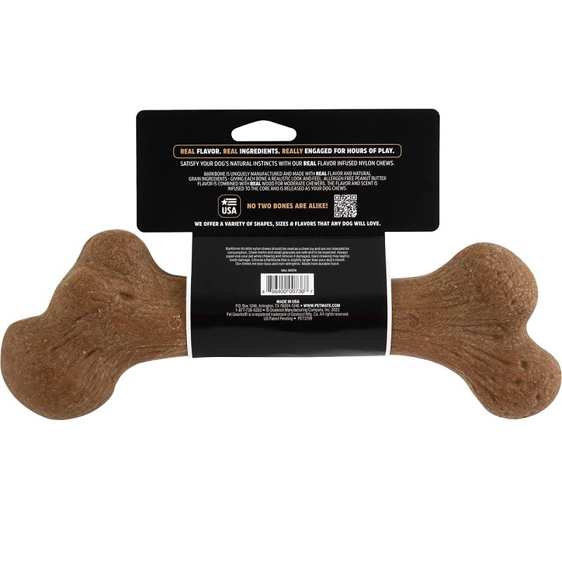 Petmate BarkBone 36034 Dog Toy, Beast, Peanut Butter, Chew Toy, Natural Instincts Infused Wood Dinosaur, Nylon