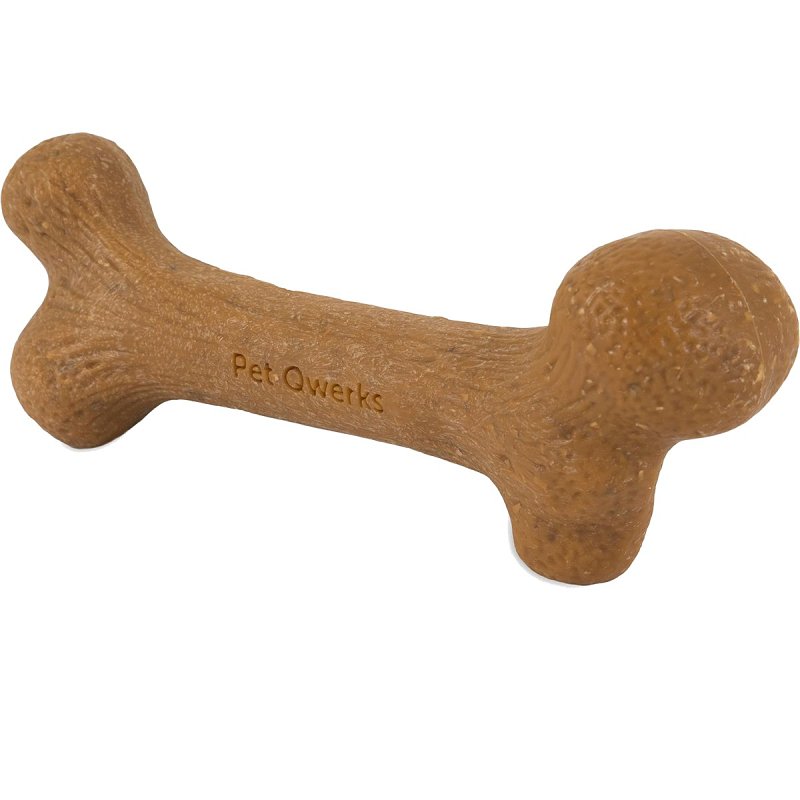 Petmate BarkBone 36035 Dog Toy, L, Peanut Butter, Chew Toy, Natural Instincts Infused Wood Dinosaur, Nylon
