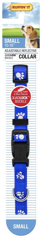 Ruffin'It 39241 Reflective Dog Collar, 10 to 16 in L, 5/8 in W, Nylon, Assorted