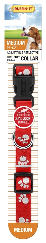 Ruffin'It 39242 Reflective Dog Collar, 14 to 20 in L, 3/4 in W, Nylon, Assorted