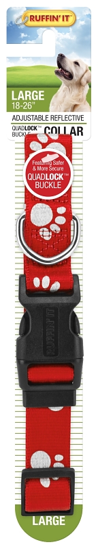 Ruffin'It 39243 Reflective Dog Collar, 18 to 26 in L, 1 in W, Nylon, Assorted