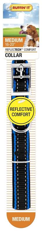 Ruffin'It ReflecTech 32734 Reflective Padded Collar, 14 to 20 in L, 3/4 in W, Nylon, Assorted