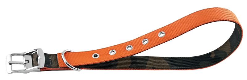 Ruffin'It 31302 Reversible Dog Collar, 16 to 20 in L, 3/4 in W, Nylon, Camouflage/Orange