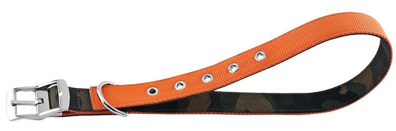 Ruffin'It 31303 Reversible Dog Collar, 20 to 24 in L, 1 in W, Nylon, Camouflage/Orange