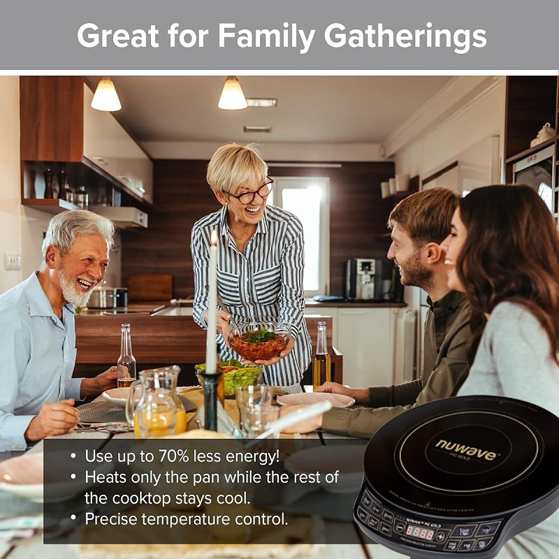 Nuwave 30242 Induction Cooktop with Ceramic Fry Pan, 1300 W, Ceramic, Black