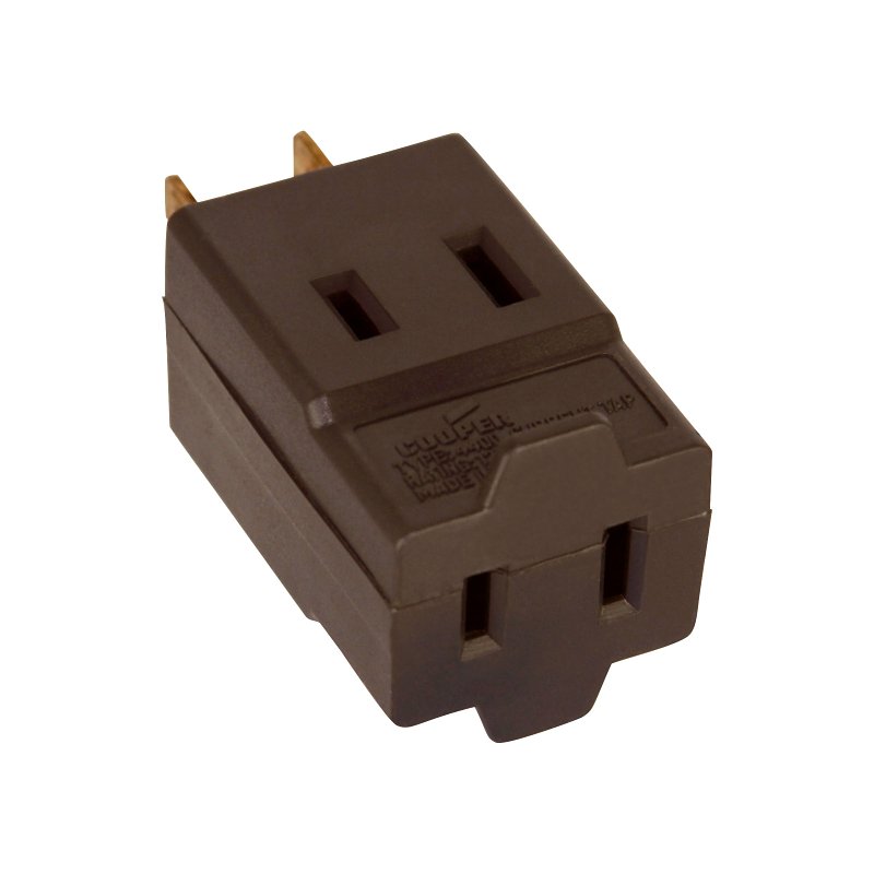 Eaton Wiring Devices 4400B-BOX Outlet Tap, 2-Pole, 15 A, 125 V, 3-Outlet, Brown, 1 in L x 1 in W x 2.38 in H