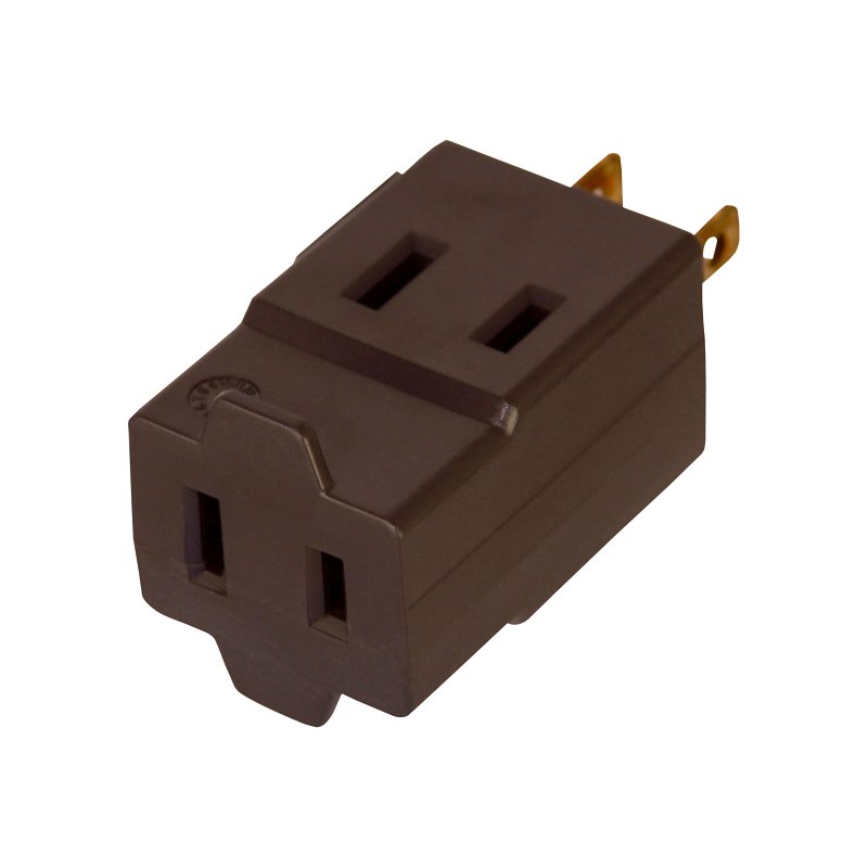 Eaton Wiring Devices 4400B-BOX Outlet Tap, 2 -Pole, 15 A, 125 V, 3 -Outlet, NEMA: NEMA 1-15R, Brown