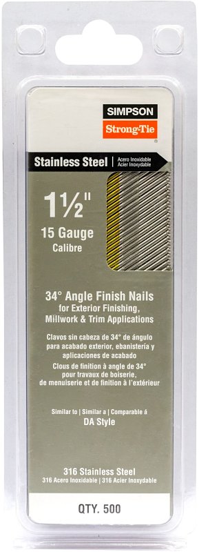 Simpson Strong-Tie T15N150SFB Series Finishing Nail, Tape Collation, 4D, 1-1/2 in L, 15 ga Gauge, 0.128 in Head Size