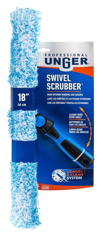 Unger Professional 985520 Swivel Window Scrubber, 18 in L Head, Plastic Head